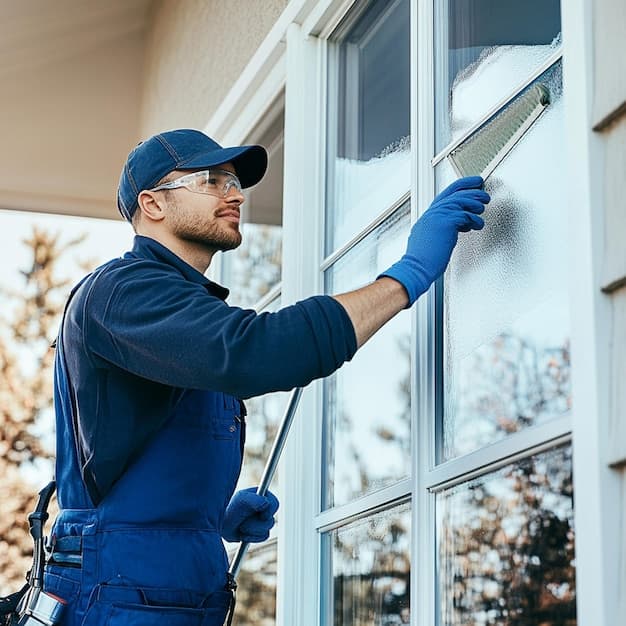 Fensterreinigung in Binningen - zweites Artikelbild mit Fokus auf Reinigungssituation vor Ort
