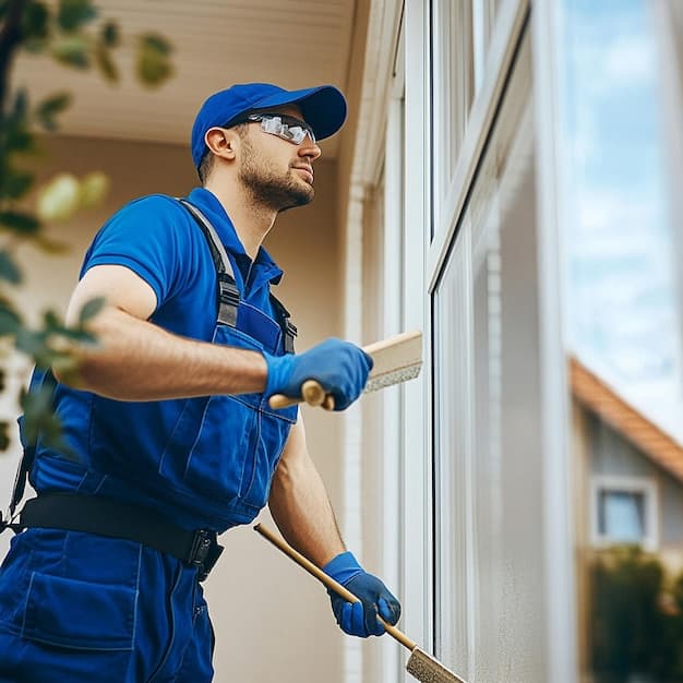 Fensterreinigung in Liestal - zweites Artikelbild mit Fokus auf Reinigungssituation vor Ort