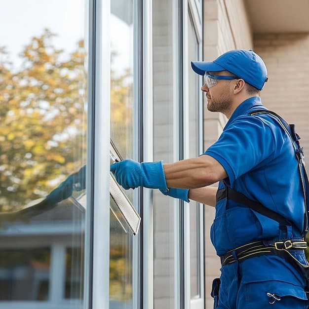Fensterreinigung in Bettingen - zweites Artikelbild mit Fokus auf Reinigungssituation vor Ort