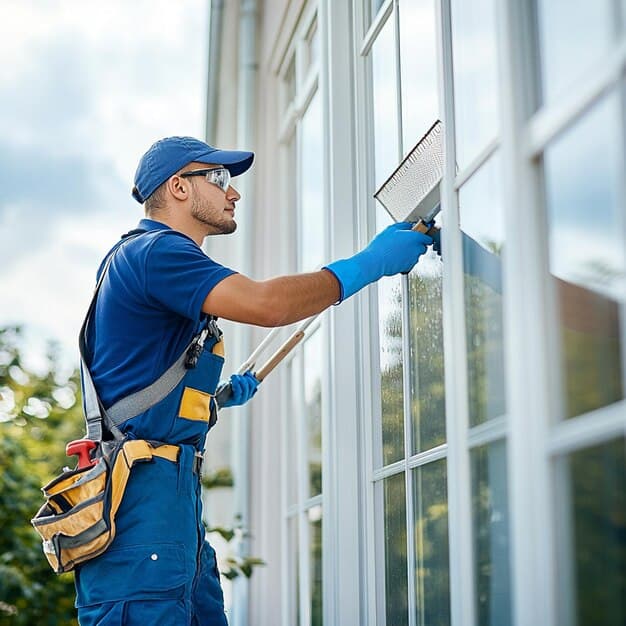 Fensterreinigung in Adligenswil - zweites Artikelbild mit Fokus auf Reinigungssituation vor Ort