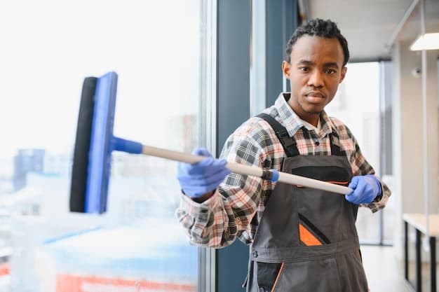 Fensterreinigung in Naters - zweites Artikelbild mit Fokus auf Reinigungssituation vor Ort