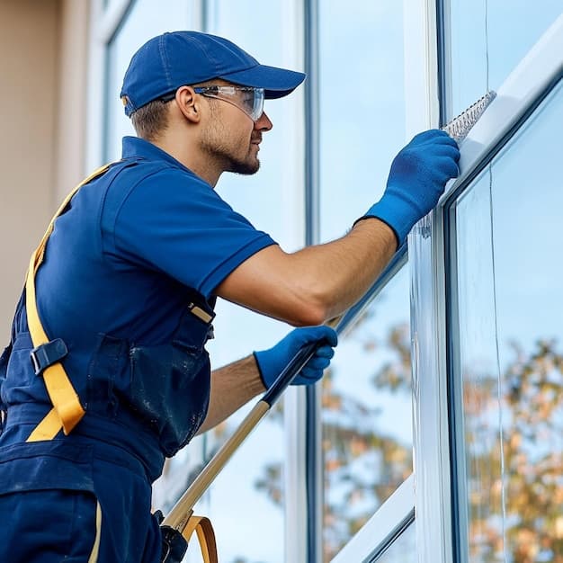 Fensterreinigung in Kloten - zweites Artikelbild mit Fokus auf Reinigungssituation vor Ort