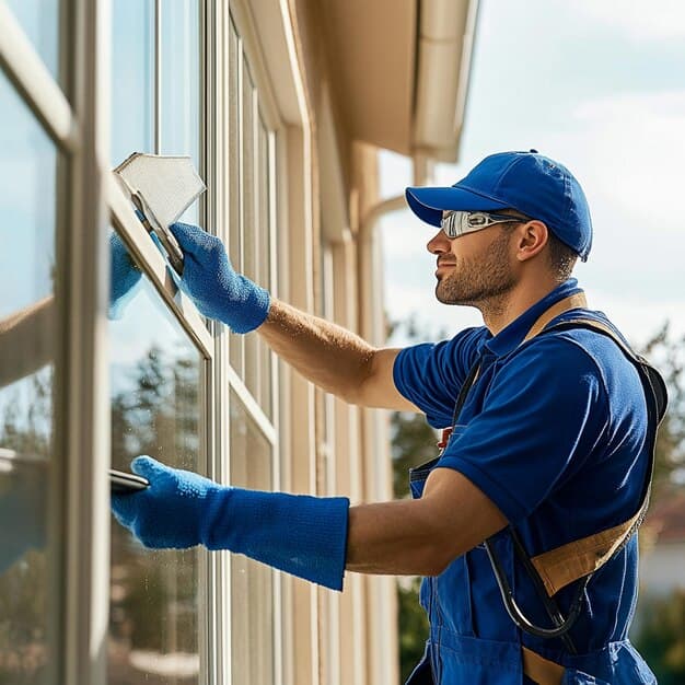 Fensterreinigung in Opfikon - zweites Artikelbild mit Fokus auf Reinigungssituation vor Ort