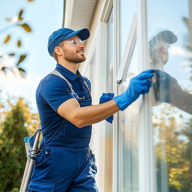 Fensterreinigung in Volketswil - zweites Artikelbild mit Fokus auf Reinigungssituation vor Ort